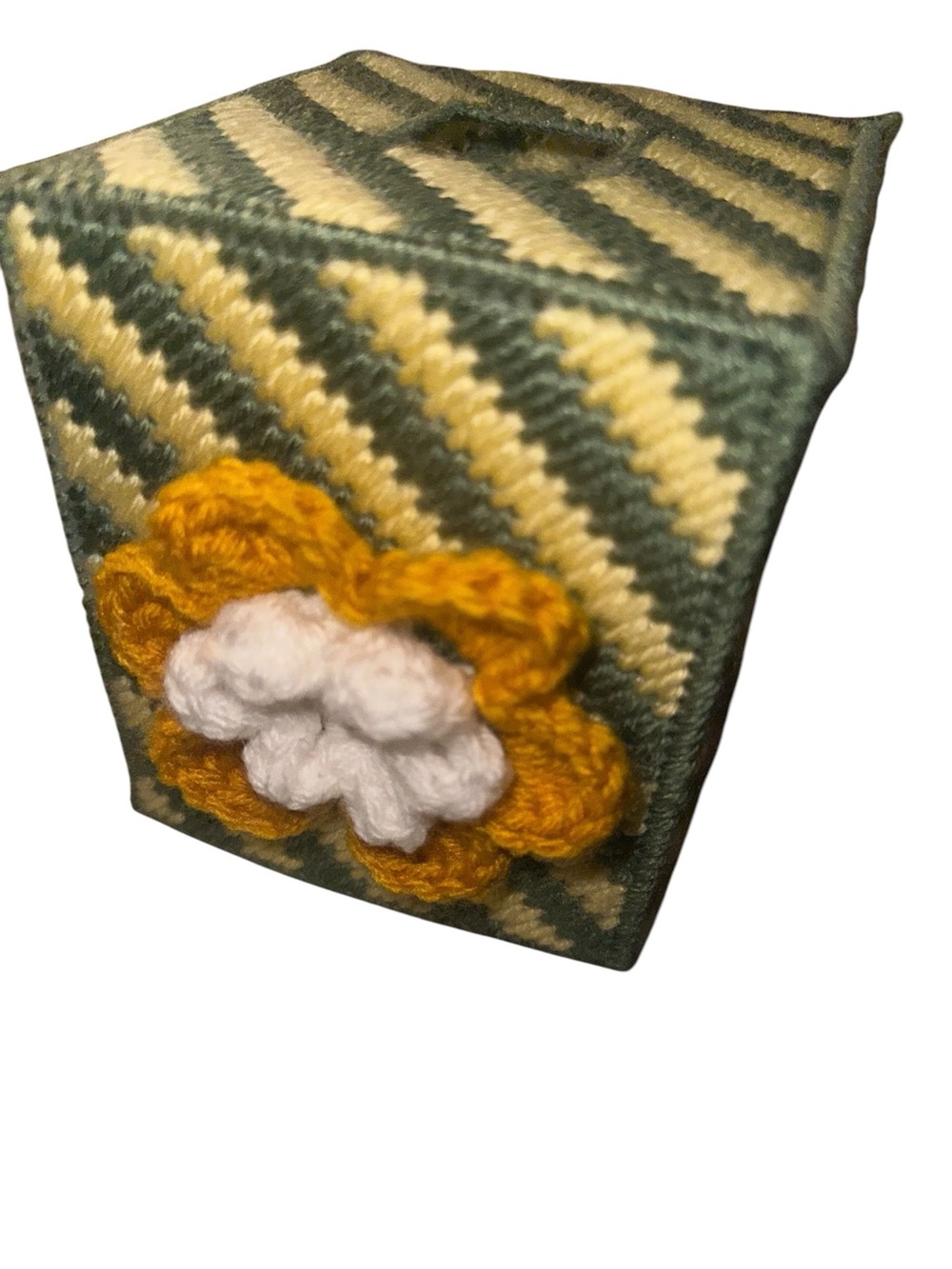 Handcrafted Green and Cream Decorative tissue Box cover